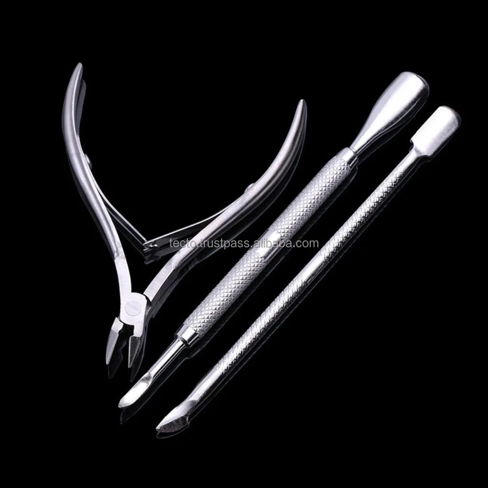 Nail Tools 3  PCs Set Stainless Steel Nail Nippers Cuticle Pushers Personal and Beauty Care Instruments