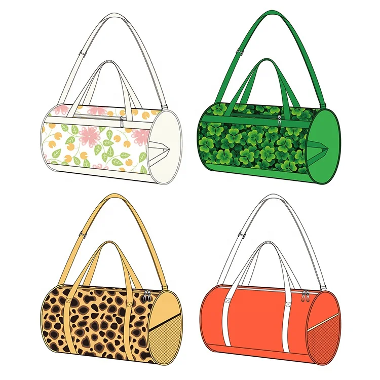 Cute pink custom canvas women travel duffel girls dance gym sports bag