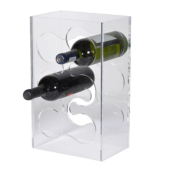 Tabletop Free Standing Display Collapsible Wine Storage Holder 4 Bottles & Goblets Acrylic Wine Rack