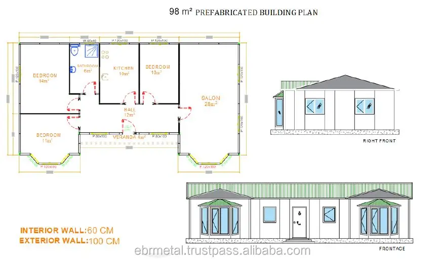 
HIGH QUALITY PREFABRICATED HOUSE SINGLE STOREY-82 m2-->166 m2 