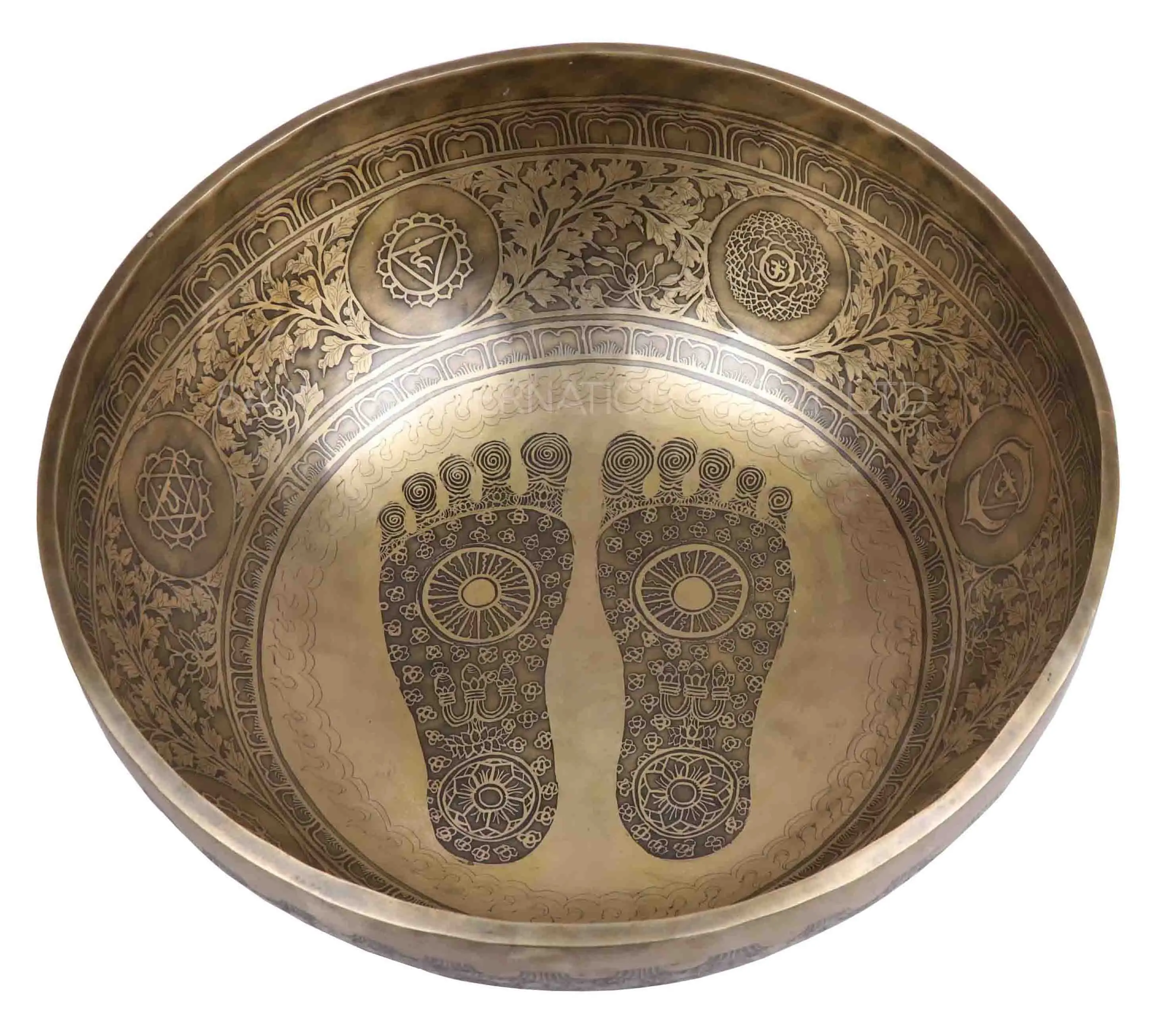 
Large Tibetan Meditation Singing Bowl Deep Tone and Sound Resonance with Etching Carving Bowl 