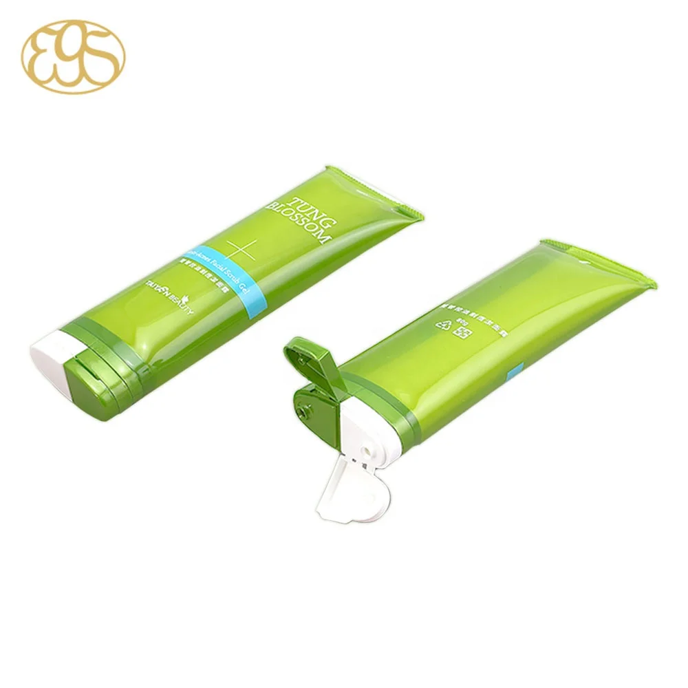 Cosmetic dual chamber tube for lotion with flip cap