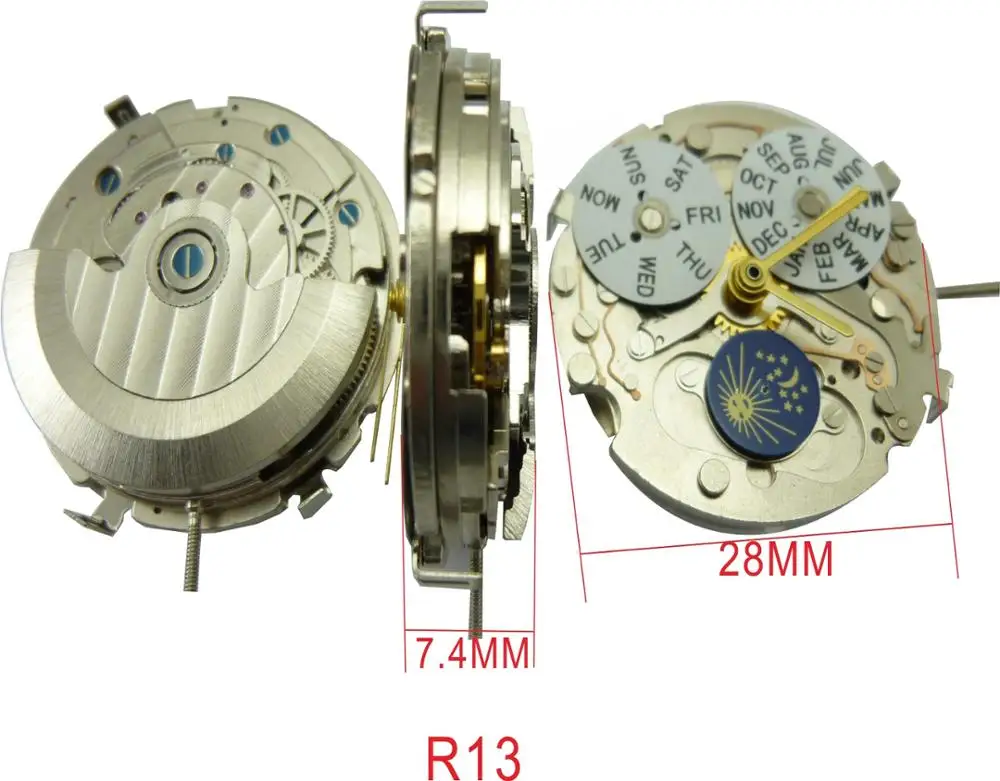 circular date display watch movement