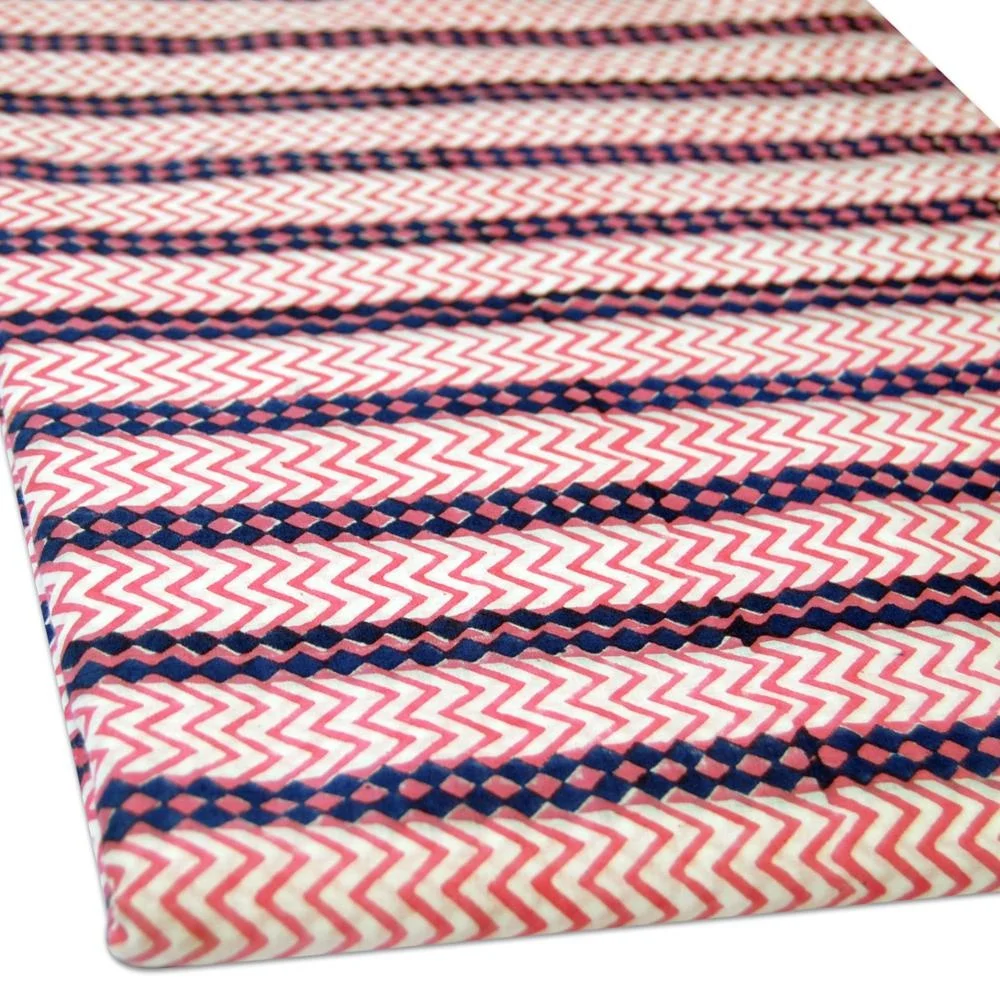 Jaipuri Sanganeri Zig Zag Hand Block Printed White Cotton Dress Sewing Throw Fabric Indian Bedding Bags Covers Boys Clothing