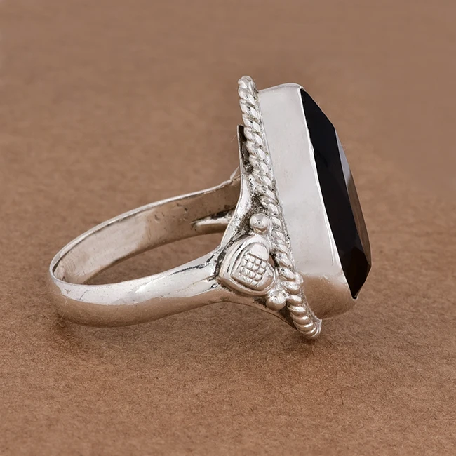 smoke treated smoky quartz gemstone 925 sterling solid silver vintage ring handmade jewelry