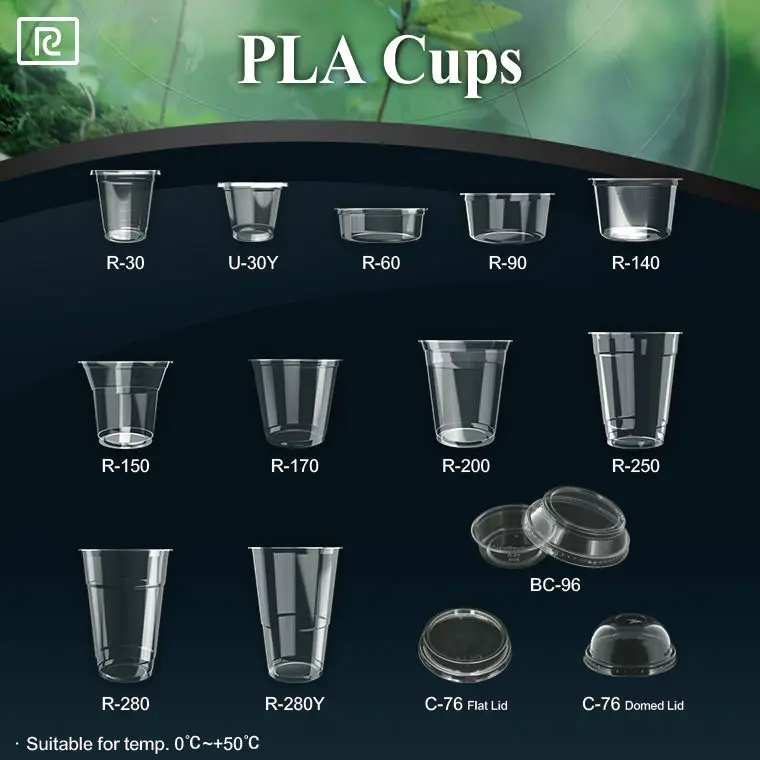 T-PLA2 Eco-Friendly 12oz-24oz Biodegradable Disposable Plastic Cup with Lid Customizable Logo for Parties and Coffee