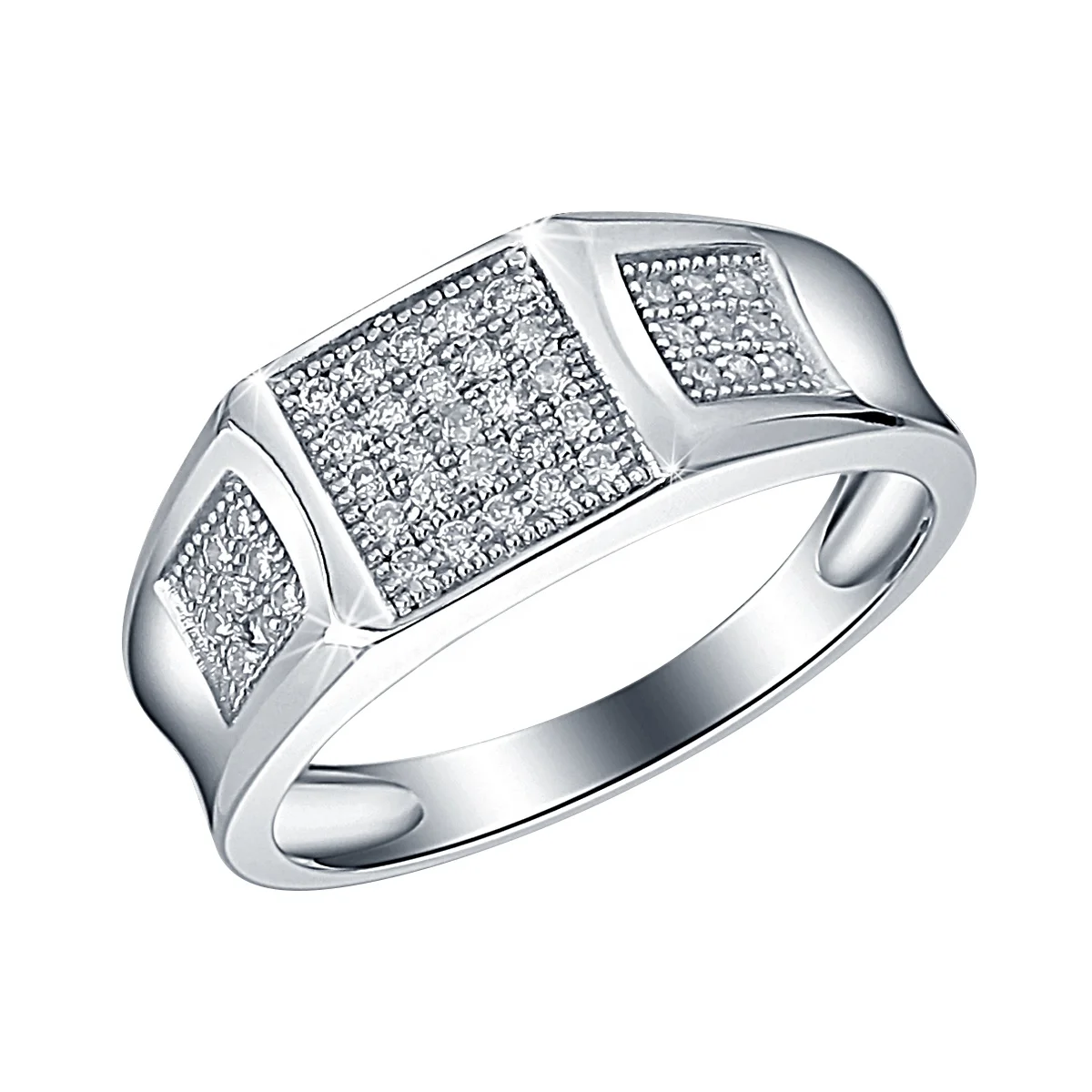 Manufacturer wholesale custom 925 sterling silver ring fashion jewelry rhodium plated diamond engagement big rings for men