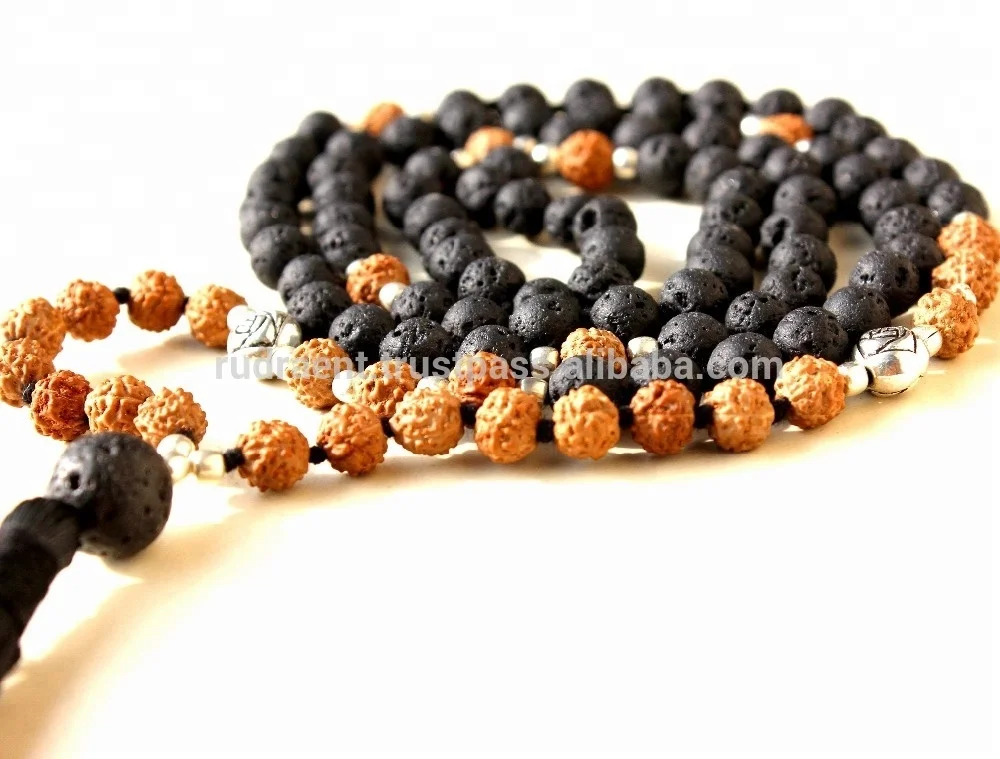 Trending 2024 Wholesale Pricing Prayer Beads Rosary Rudraksha Lava 108 beads Chakra Energy Yoga Mala Necklace