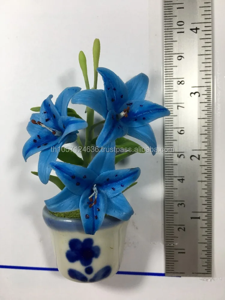 Refrigerator Fridge magnet  Decorative , gift Mini  Flowers in pot handcraft Thailand