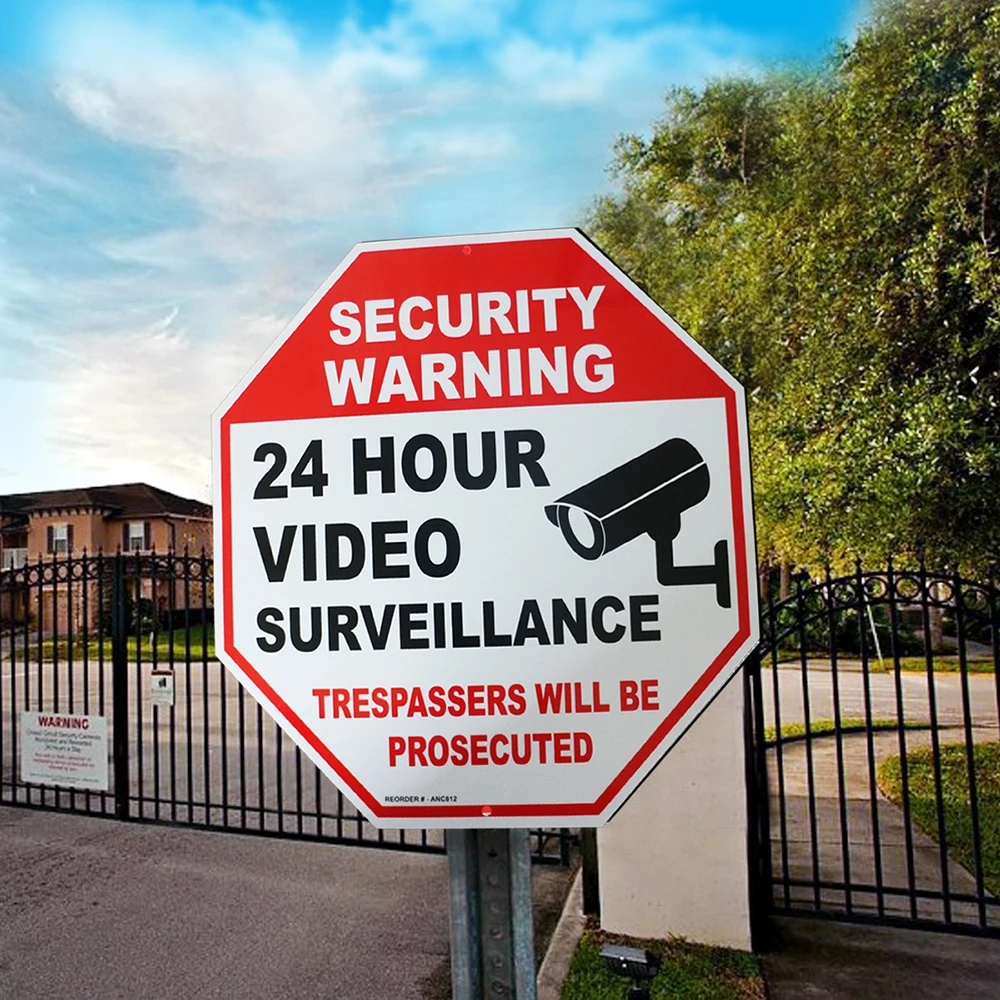 Video Surveillance Sign - 24 Hour Surveillance All Activities Are Monitored Sign- CCTV Security Signs