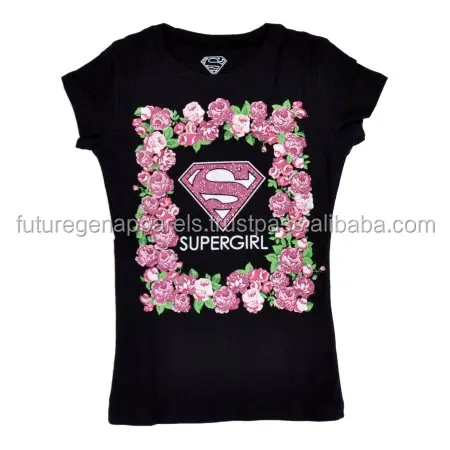Girl Clothing T-Shirt Ring Spun Combed cotton Bio washed fabric Custom Printed Embroidered Girls T-shirt