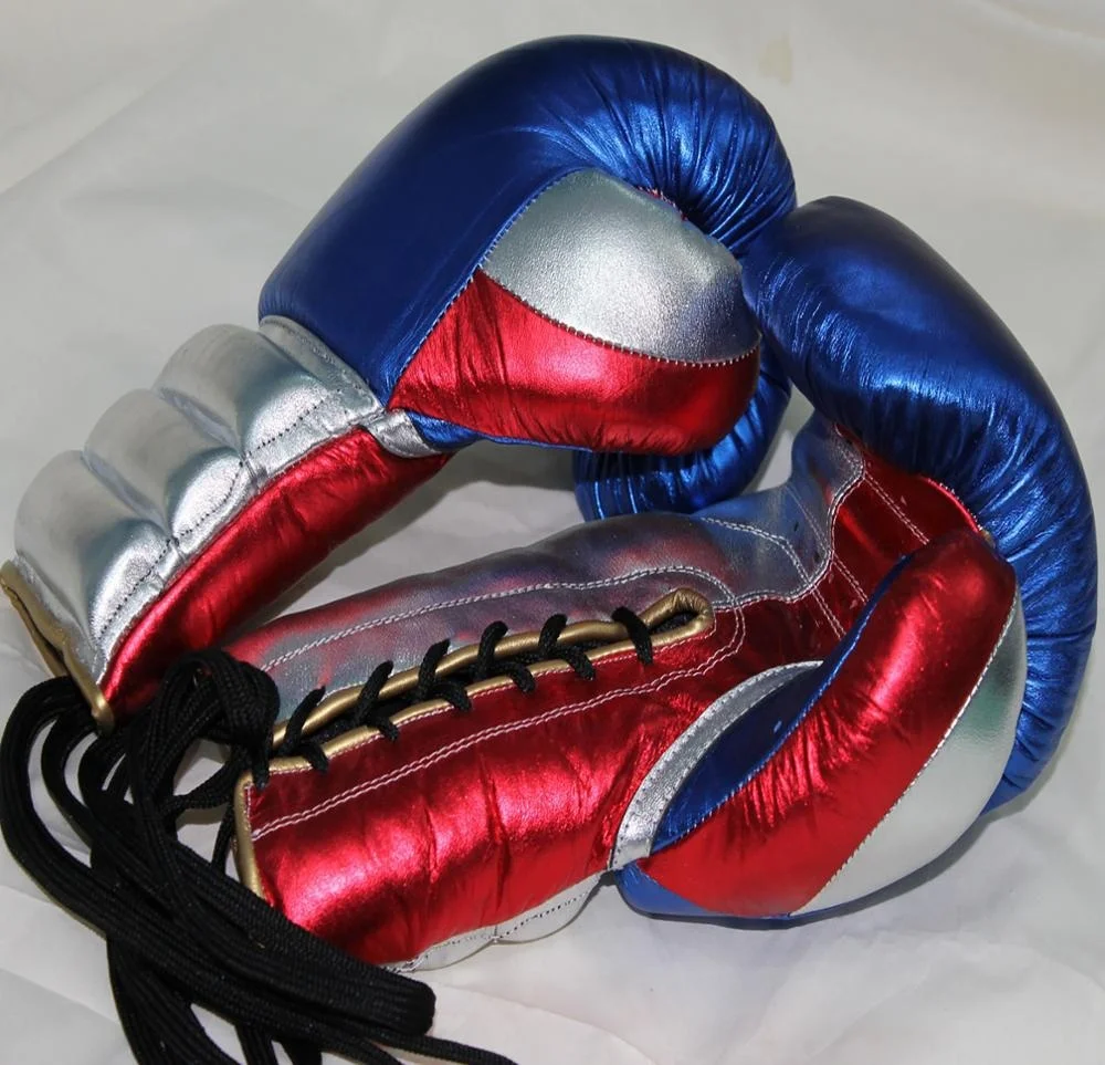 metallic boxing gloves real leather custom made boxing equipment manufacturer in Pakistan BFG-004