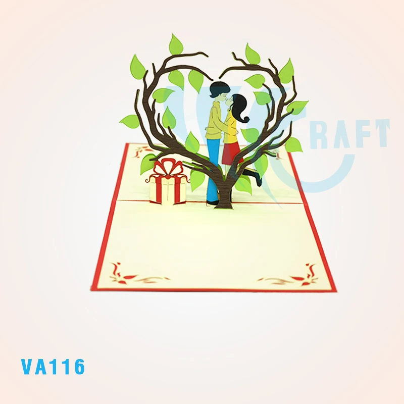 birds under tree 3D pop up greeting card handmade vietnam