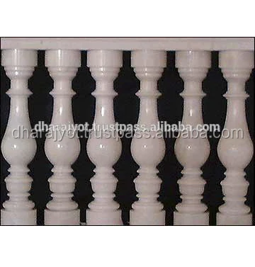 natural carved white marble railing balustrade and stone columns