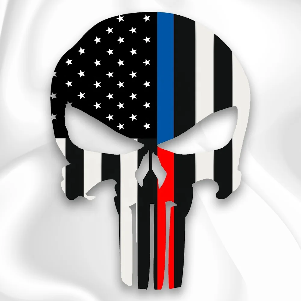 Custom Blue Line Tettred Punisher Decal Vinyl Sticker Die Cut Stickers with Application Tape on Top
