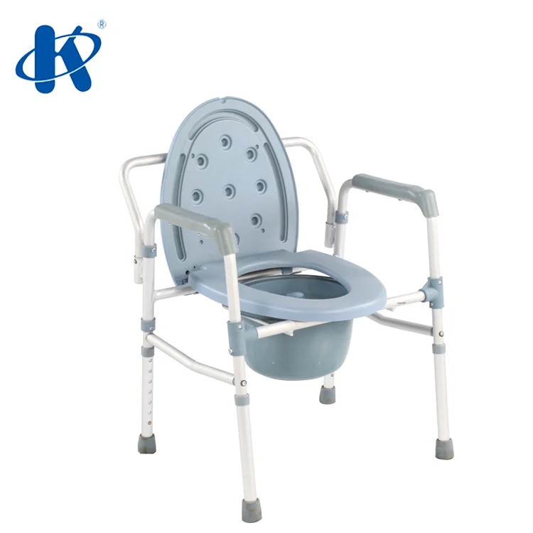 human patient handicap toilet chair Folding Powder Coated Steel Commode Chair KY815