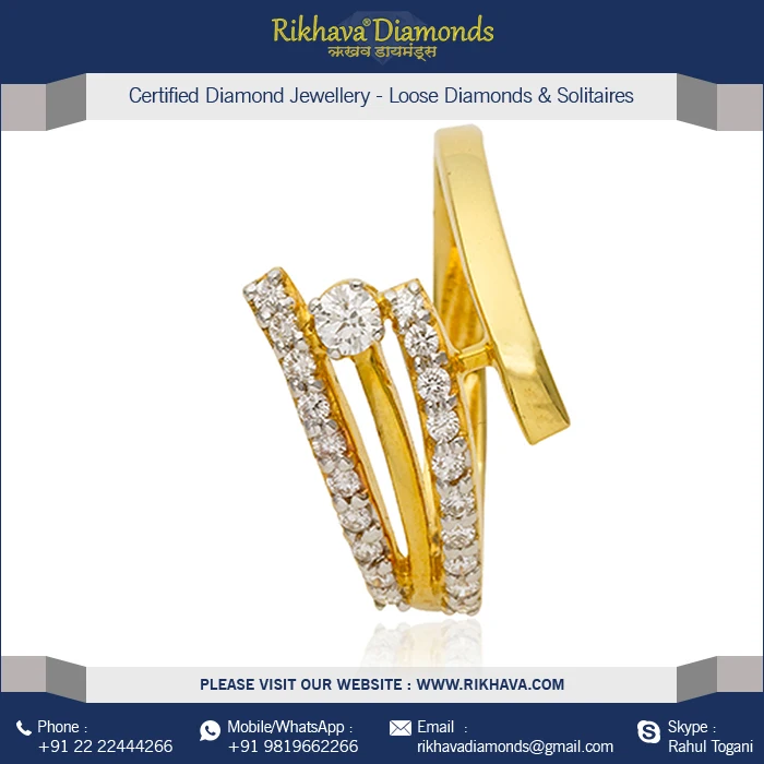 Ladies Pure Yellow Gold Wedding Ring Elegant Diamond Ring for Bridal Betrothal