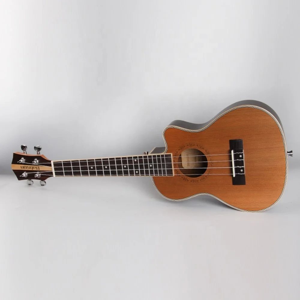 Concert 23 inch engraving solid cedar top rosewood cutaway matte finish ukulele china factory guitar