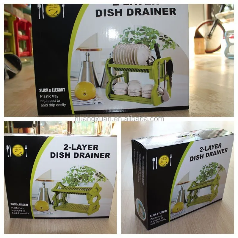 
multicolor dish drying rack plastic with cutlery holder 