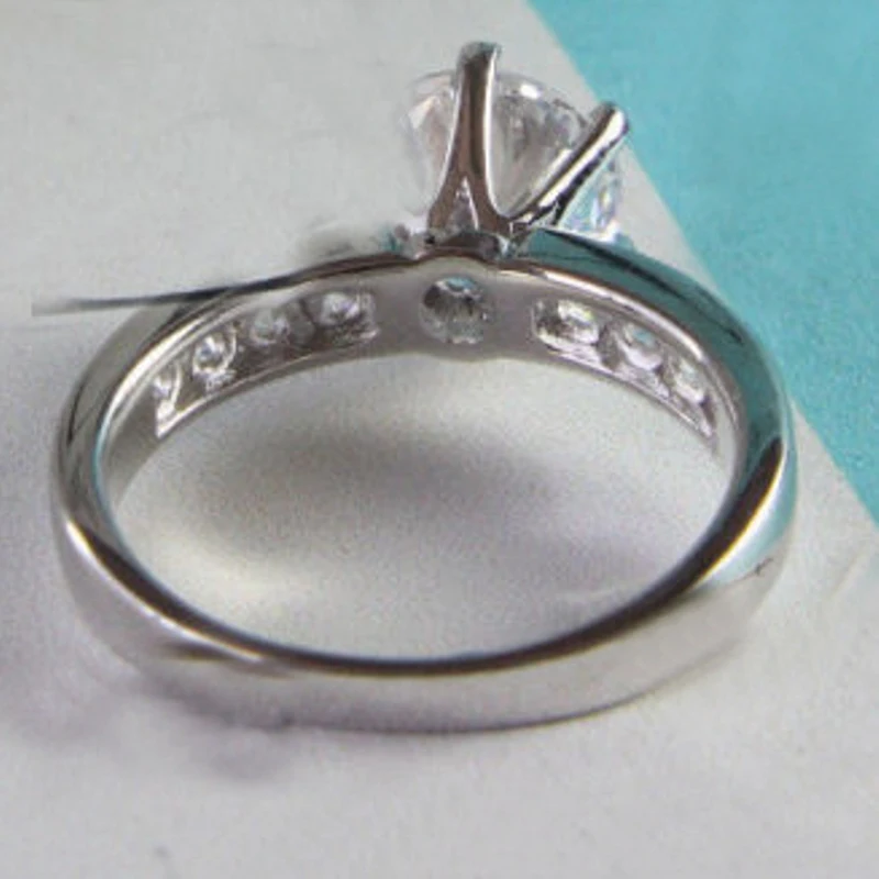 1.30 Carats Genuine White Round Moissanite Ring in 14k White Gold ,14k Gold Engagement Ring