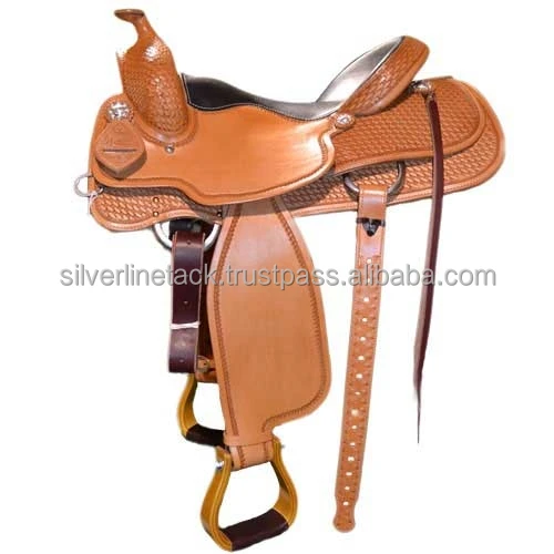 Hand Carved Western Saddle Leather Covered Fitting