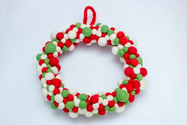 Eco-friendly felt balls X-mas Wreath/ Handmade Wool Ball Wreath 100%  New Zealand sheep wool