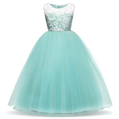 Tulle Girl Prom Dress with Embroidery Pabasana Long Lace Flower Girls Flower with High Quality Sleeveless Embroidered Support