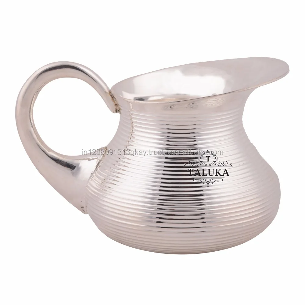 Wholesale full ribbed silver plated water storage brass glass jug
