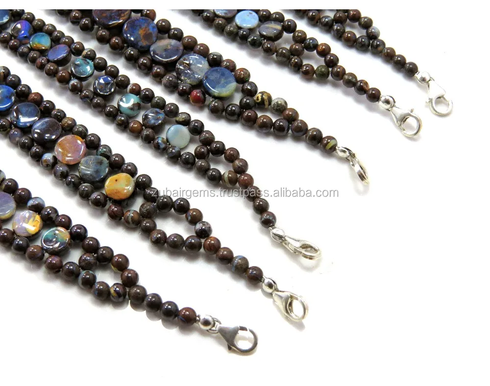 Natural Boulder Opal Bracelet Smooth Beads