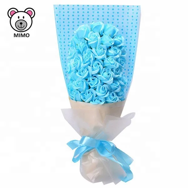 Brand LOGO Sweet Red Rose Soap Flower Bouquet For 2019 New Valentine Day Handmade Pretty Artificial Bridal Wedding Bouquet Roses