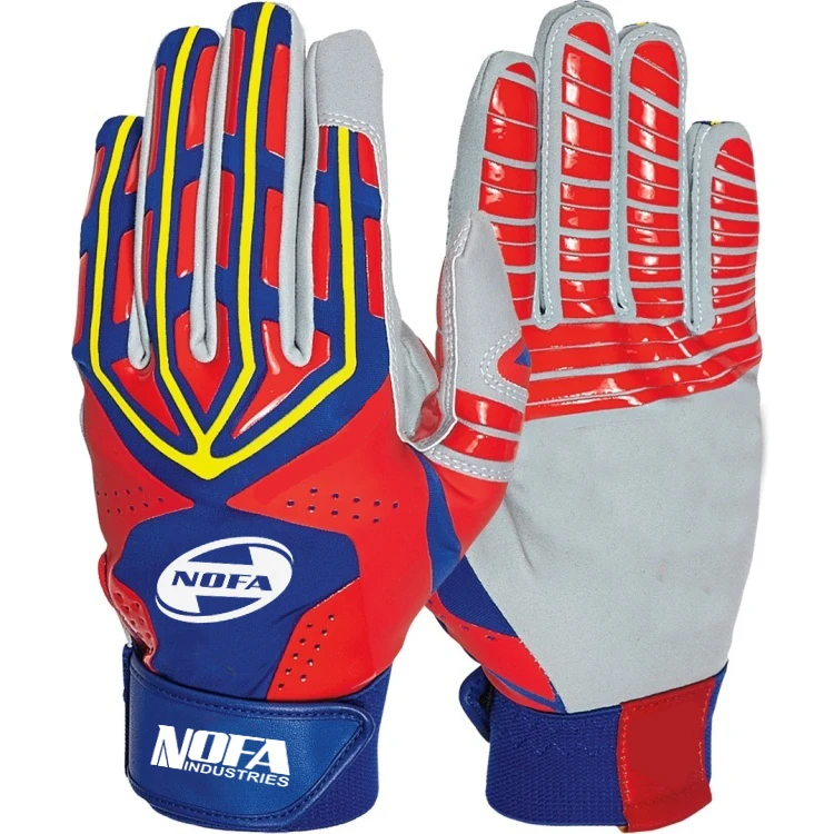 Sports MLB Batting Gloves - Powerstrap Batting Gloves Pair - Baseball + Softball Gloves - Adult