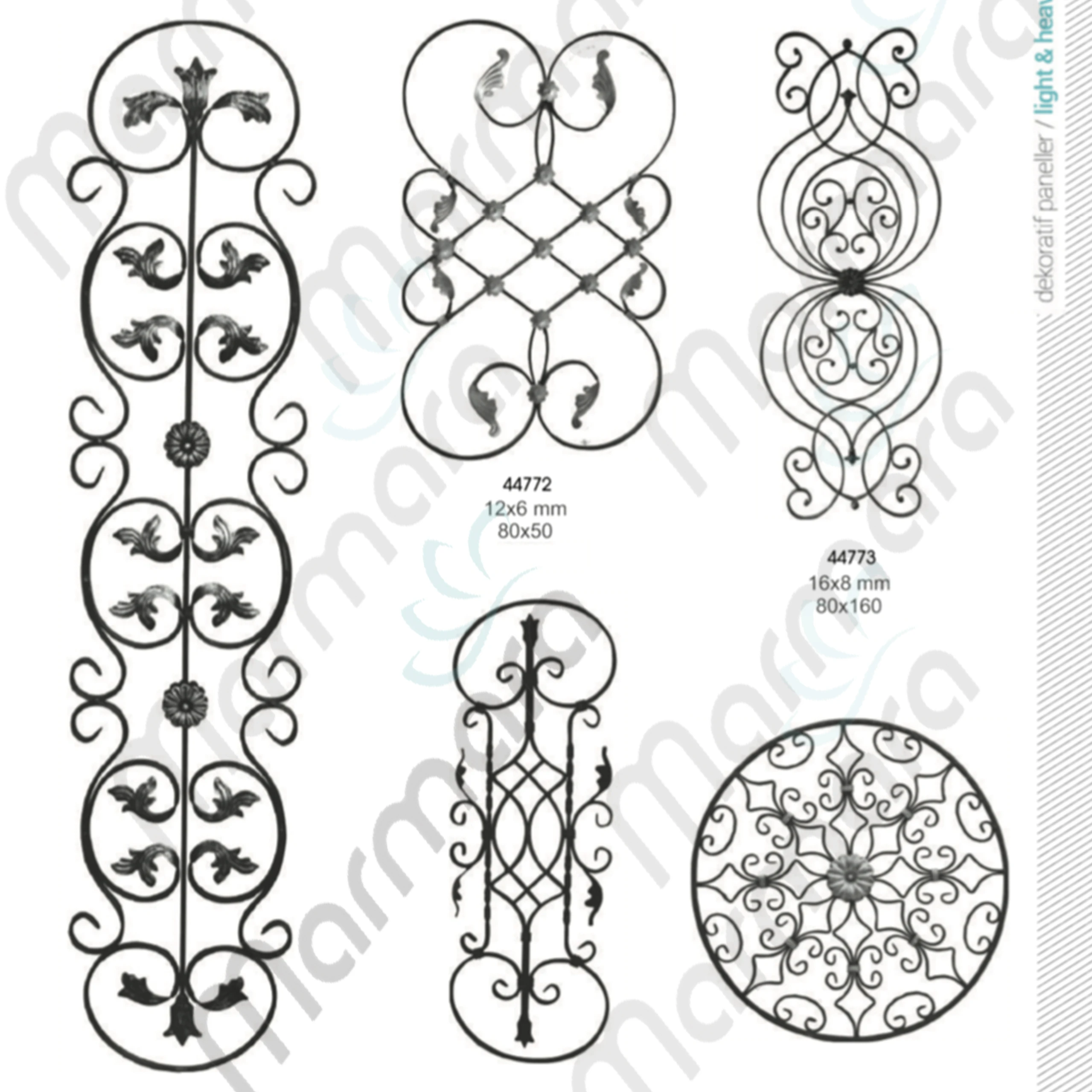 Gate Decorative wrought iron Panel forged fence gate ornaments Turkish Made Component - Marmara