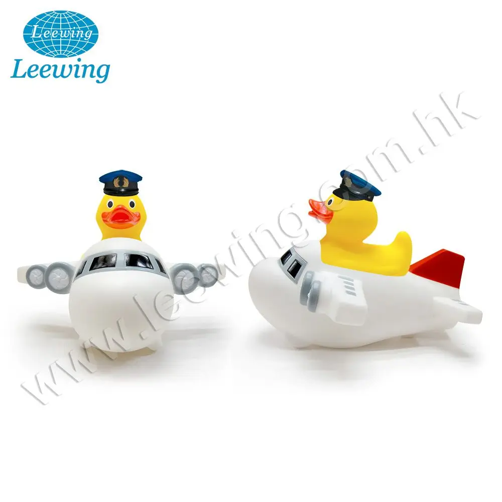 Hot New Promotional Gift Item Plastic PVC Vinyl Customized with Logo Airline Pilot Captain Uniform Plane Yellow Rubber Duck