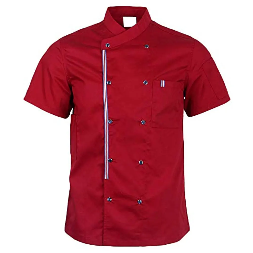 
Chefs Jacket Clothing Apron Press Stud Buttons Half Sleeve Unisex 