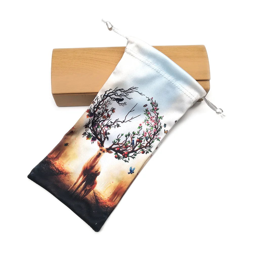 Custom Logo Printed Microfiber Drawstring Eyeglasses Sunglasses Glasses bag pouch