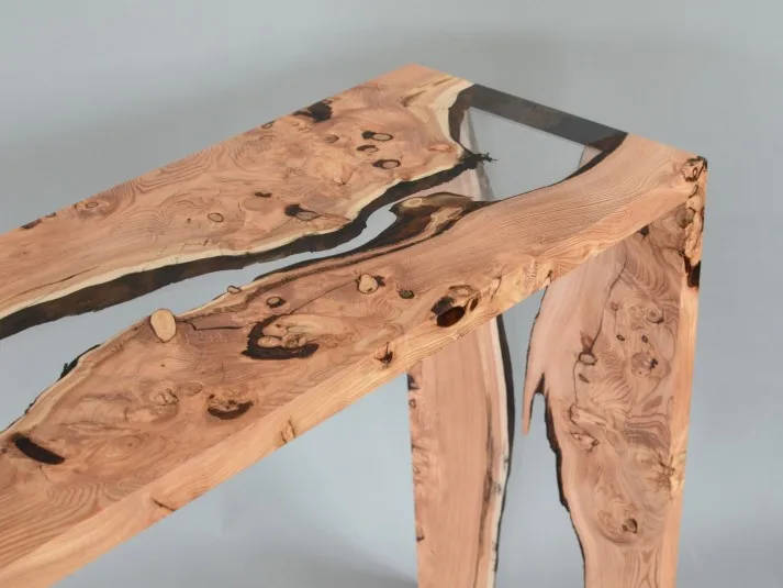 Indian Design Epoxy Resin Wooden Avalanche Console Table