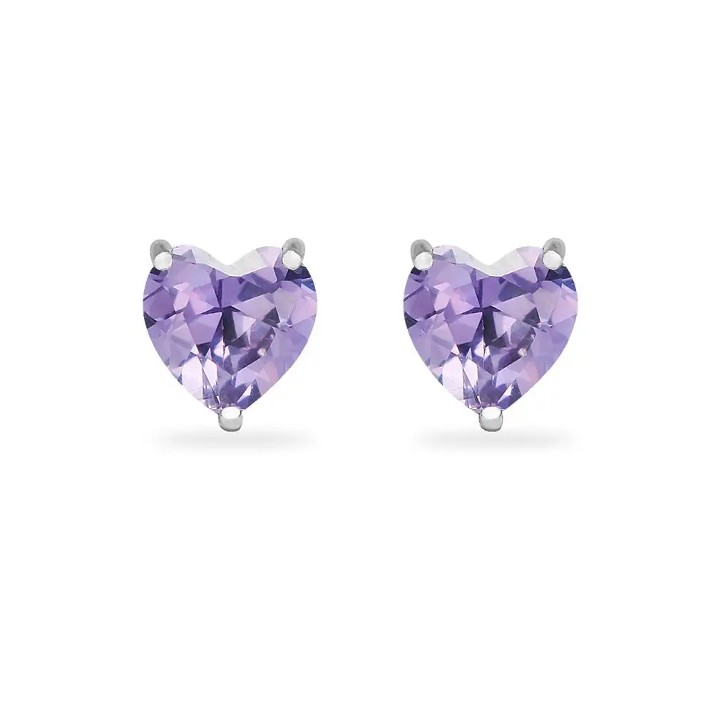 925 Sterling Silver Alexandrite 7mm Heart Shape Stud Earrings