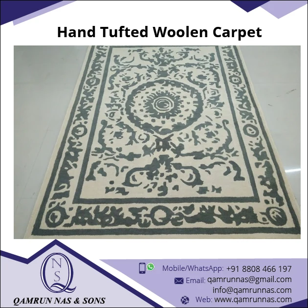 Newly Design Pattern Hand Tufted 100% Wool Carpets And Rugs globe design attractive look fro Indian supplier