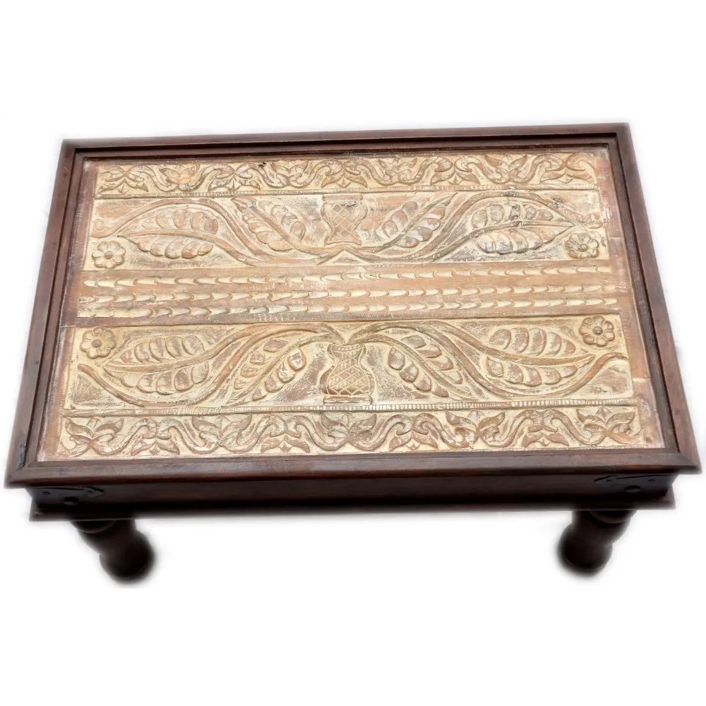 Hot Selling Floral Design Hand Carved Sofa Set (Set Of 4 Pcs) In Distress Finish For Home Living Room Antique Style Furniture