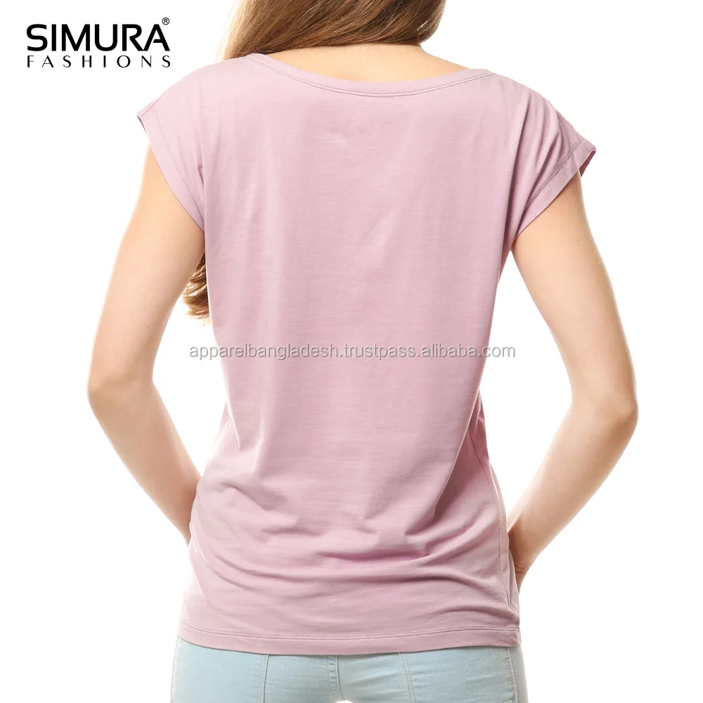 
Woman Clothes Design Melange Yarn High Quality Single Jersey Breathable Casual Use T Shirts 