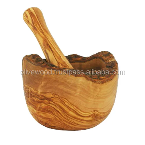 
Natural Olive Wood Pestle And Mortar 
