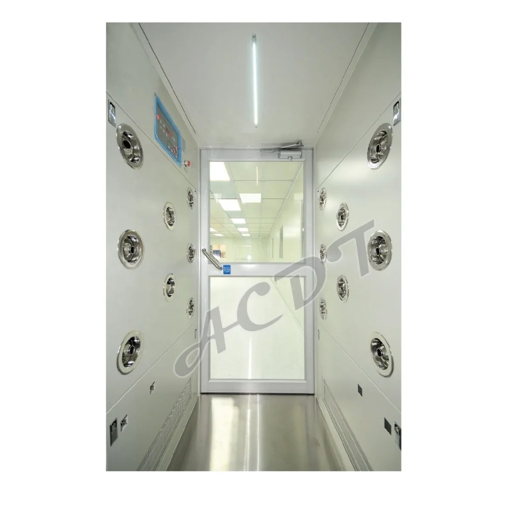 L shape air shower with interlock for clean workshop