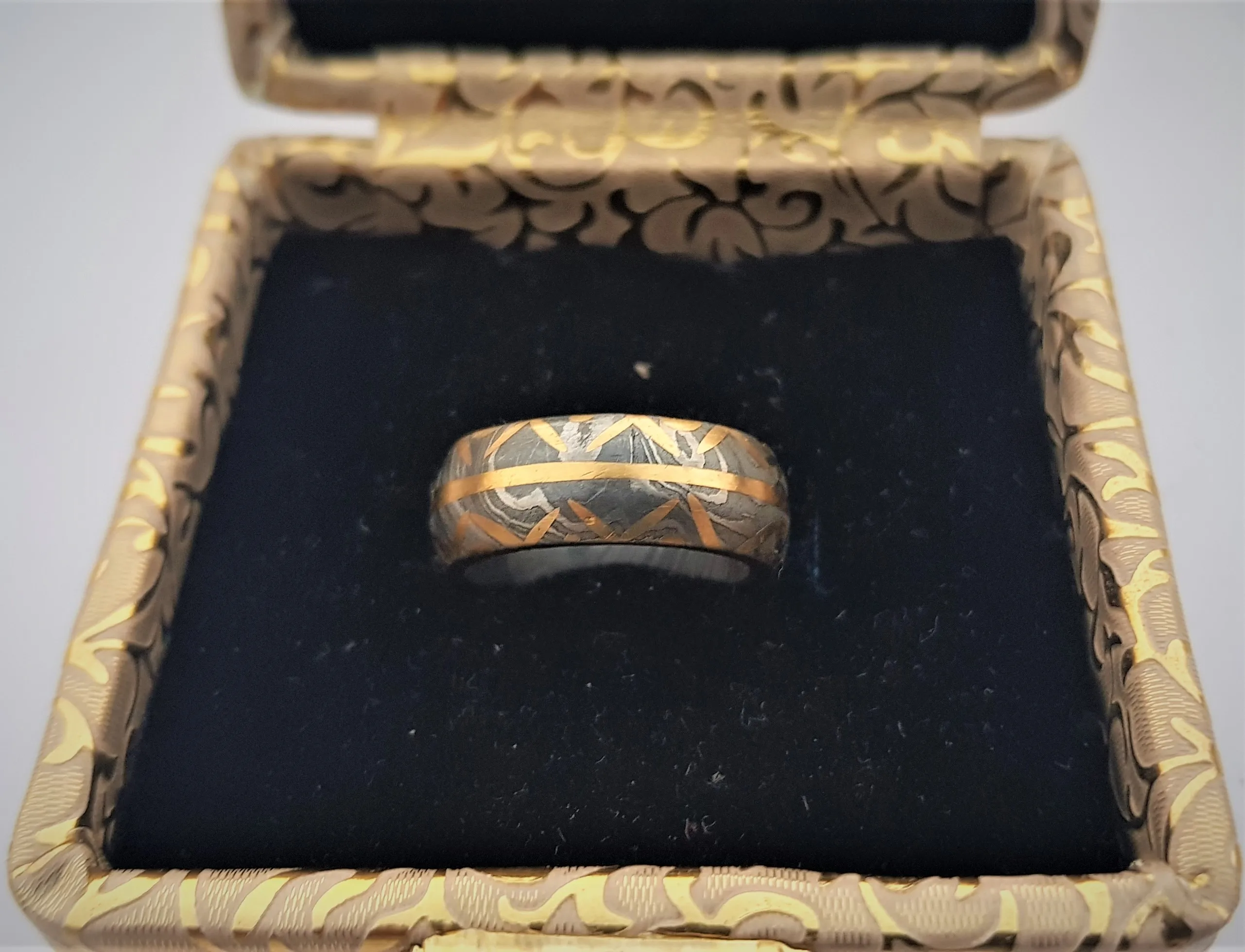 Modern Damascus Steel Ring Wedding Ring