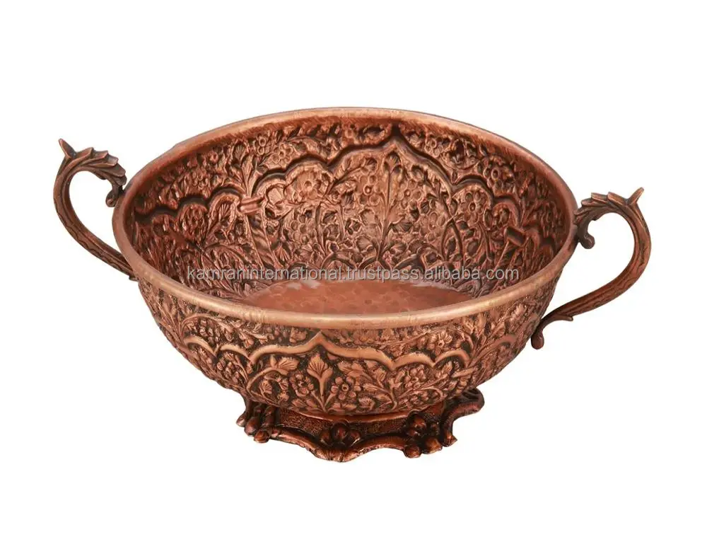 PRODUCTS FOR ANTIQUE LOVERS - COPPER ANTIQUE PURE COPPER EMBOSSED FRUIT BOWL
