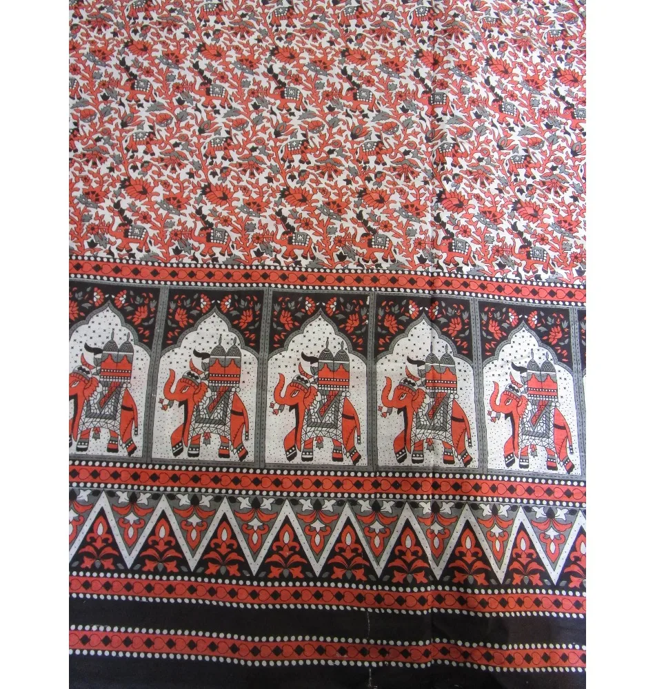 boho theme elephant print screen printed fabric