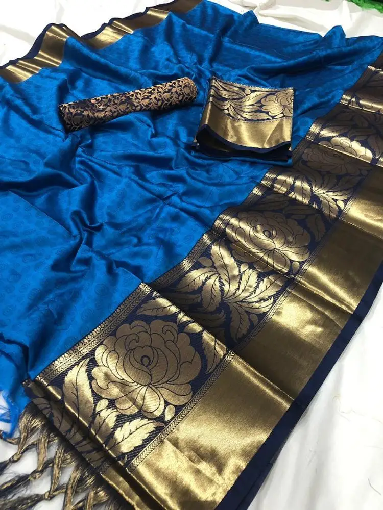 Шелковые хлопковые Дизайнерские Сари ручной работы от R & D Exports