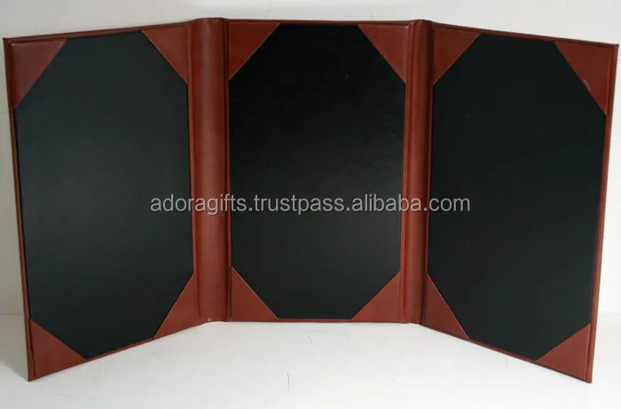 Trending 2023 new arrivals Restaurant menu cover holder cover with 3 design panels / restaurant menu holder  genuine  leather