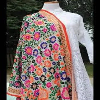 Designer Dupatta New Fashion Phulkari Stole Colorful Embroidered Hijab Indian Phulkari Dupatta