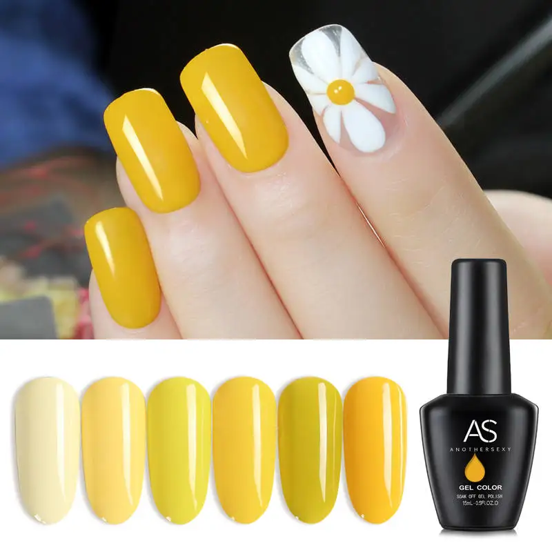 
AS 3D Color Gel Solid Bright Yellow Gel Nail Polish Soak Off UV Nail Gel Lacquer Non Toxic Lacquer 