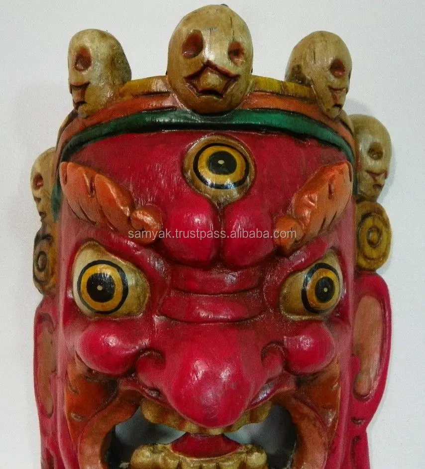 Hand Crafted Wooden Mask of Bhairab Mahakal Wall Hanging Made In Nepal